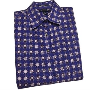 Lands End No Iron Supima Cotton Womens Buttom Down Shirt Purple Shapphire Sz 2